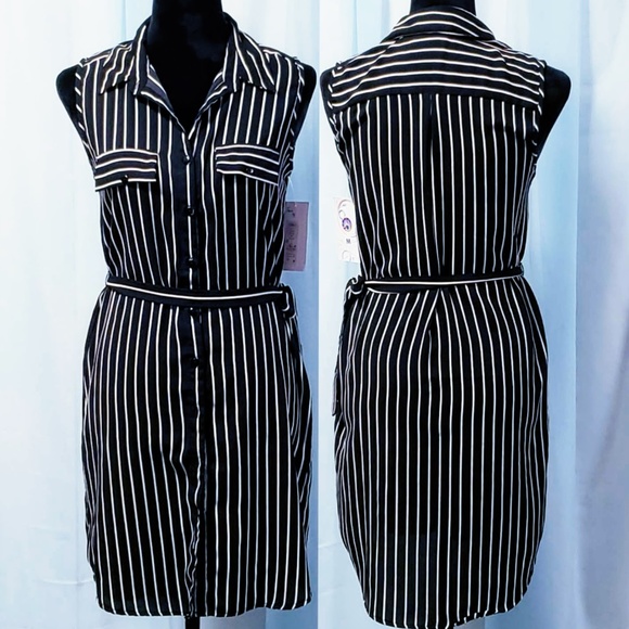 Japna Dresses & Skirts - Black/White button down dress size M 💋
